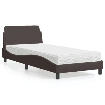 vidaXL Bett mit Matratze Dunkelbraun 90x200 cm Stoff