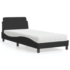 vidaXL Bett mit Matratze Schwarz 90x200 cm Samt