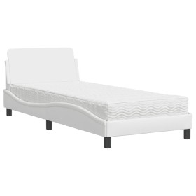 vidaXL Bett mit Matratze Weiß 90x200 cm Kunstleder