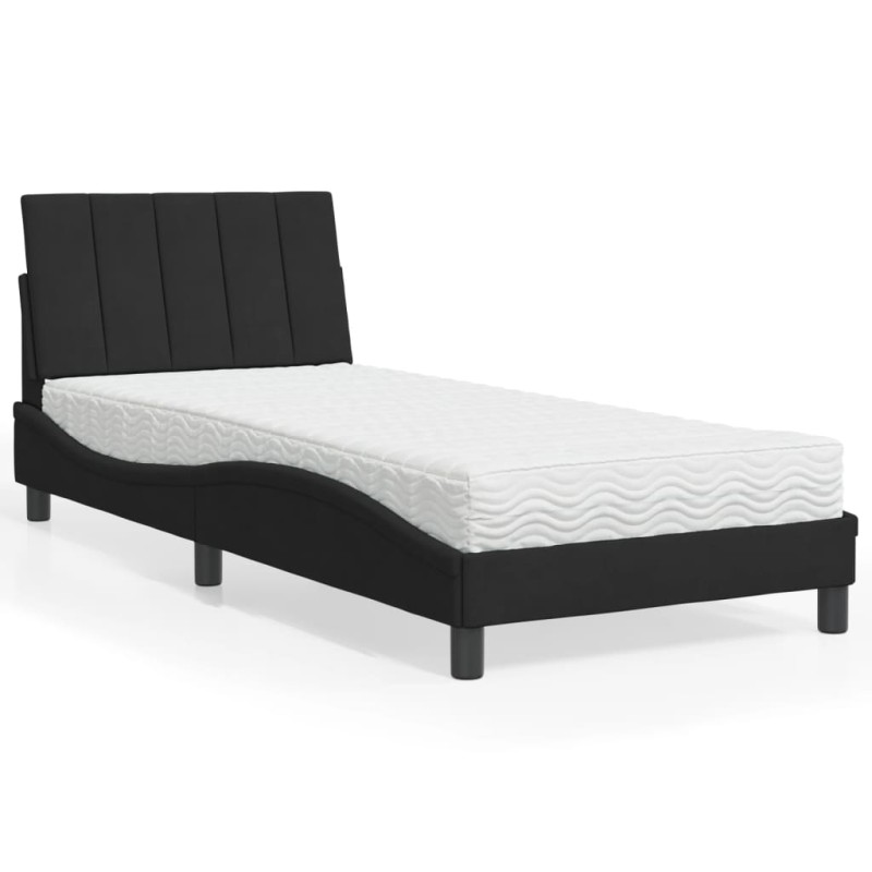 vidaXL Bett mit Matratze Schwarz 80x200 cm Samt vidaXL Bett mit Matratze Schwarz 80x200 cm Samt