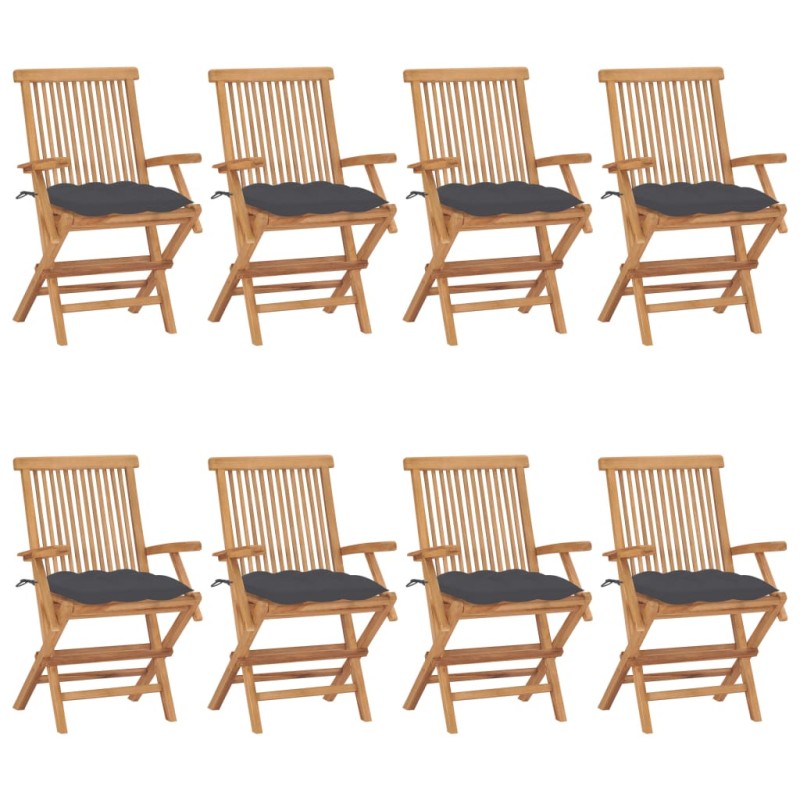 vidaXL Gartenstühle mit Anthrazit Kissen 8 Stk. Massivholz Teak vidaXL Gartenstühle mit Anthrazit Kissen 8 Stk. Massivholz Teak