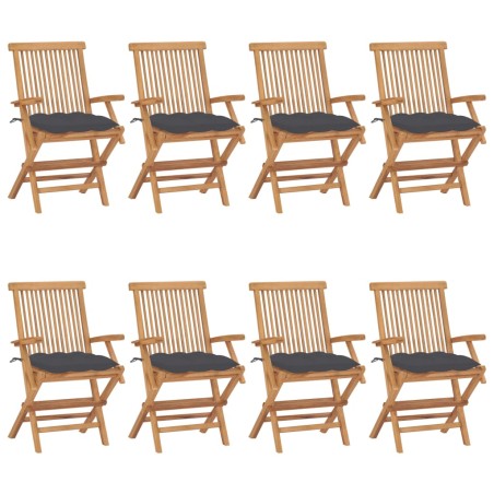 vidaXL Gartenstühle mit Anthrazit Kissen 8 Stk. Massivholz Teak