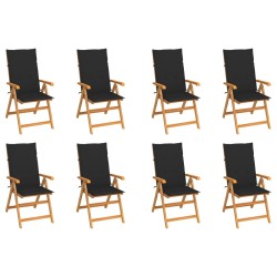 Garten-Liegestühle mit Kissen 8 Stk. Massivholz Teak