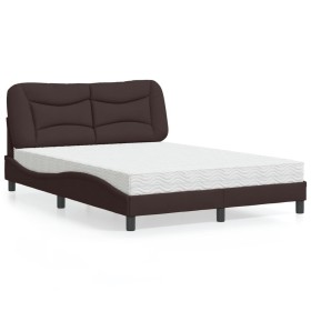 vidaXL Bett mit Matratze Dunkelbraun 140x190 cm Stoff