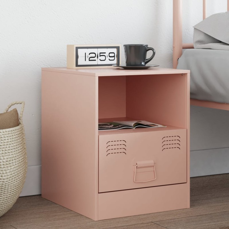 vidaXL Nachttisch Rosa 34,5x39x44 cm Stahl vidaXL Nachttisch Rosa 34,5x39x44 cm Stahl