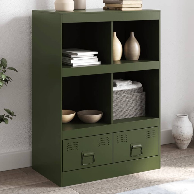 vidaXL Highboard Olivgrün 67x39x95 cm Stahl vidaXL Highboard Olivgrün 67x39x95 cm Stahl
