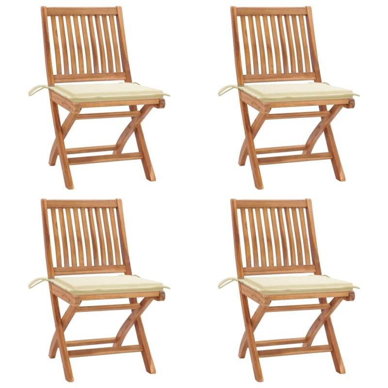 Klappbare Gartenstühle mit Kissen 4 Stk. Massivholz Teak Klappbare Gartenstühle mit Kissen 4 Stk. Massivholz Teak