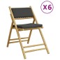 vidaXL Bistrostühle 6 Stk. Klappbar mit Dunkelgrauen Kissen Bambus vidaXL Bistrostühle 6 Stk. Klappbar mit Dunkelgrauen Kissen Bambus