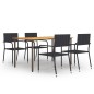 vidaXL 5-tlg. Garten-Essgruppe Poly Rattan Schwarz vidaXL 5-tlg. Garten-Essgruppe Poly Rattan Schwarz