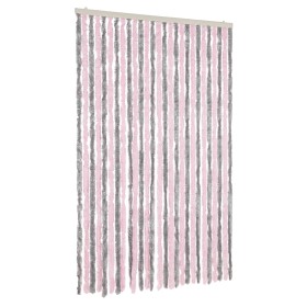 vidaXL Fliegenvorhang Silbergrau und Rosa 118x220 cm Chenille