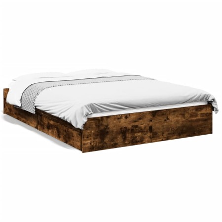 vidaXL Bettgestell mit Schubladen Räuchereiche 120x200cm Holzwerkstoff