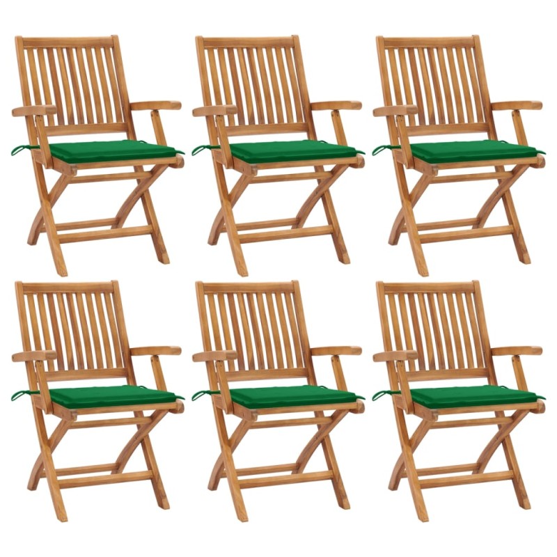 Klappbare Gartenstühle mit Kissen 6 Stk. Massivholz Teak Klappbare Gartenstühle mit Kissen 6 Stk. Massivholz Teak