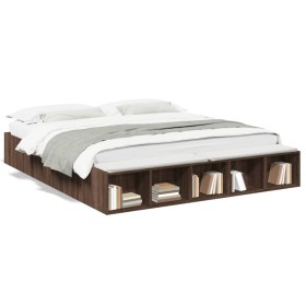 vidaXL Bettgestell Braun Eichen-Optik 200x200 cm Holzwerkstoff