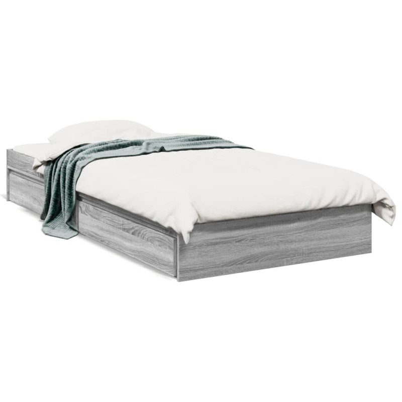 vidaXL Bettgestell mit Schubladen Grau Sonoma 90x190 cm Holzwerkstoff vidaXL Bettgestell mit Schubladen Grau Sonoma 90x190 cm Holzwerkstoff
