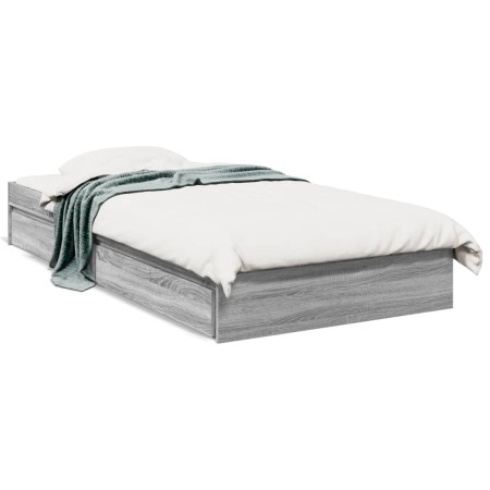vidaXL Bettgestell mit Schubladen Grau Sonoma 90x190 cm Holzwerkstoff