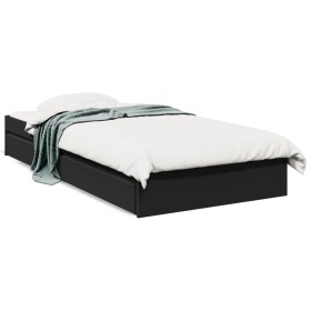vidaXL Bettgestell mit Schubladen Schwarz 90x190 cm Holzwerkstoff