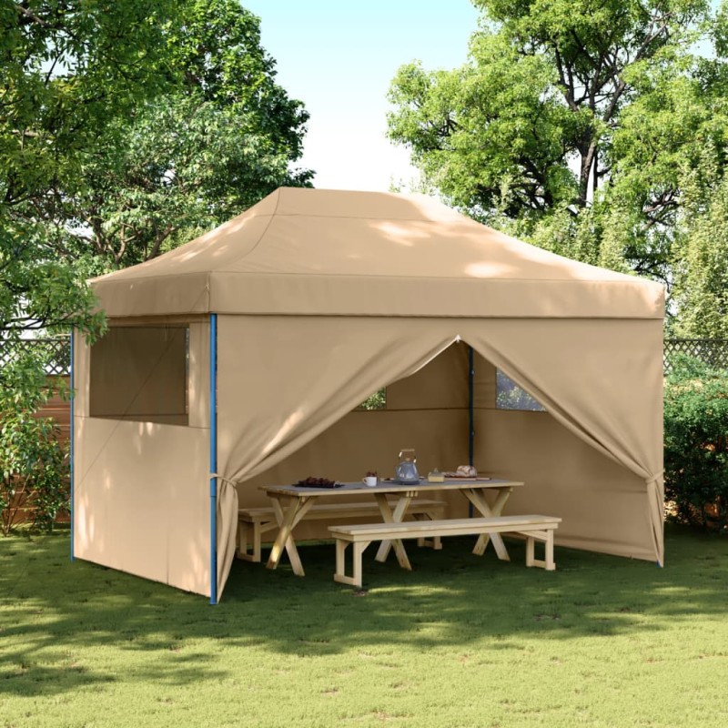 vidaXL Partyzelt Faltbar Pop-Up mit 4 Seitenteilen Beige vidaXL Partyzelt Faltbar Pop-Up mit 4 Seitenteilen Beige