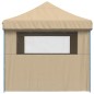 vidaXL Partyzelt Faltbar Pop-Up mit 4 Seitenteilen Beige vidaXL Partyzelt Faltbar Pop-Up mit 4 Seitenteilen Beige