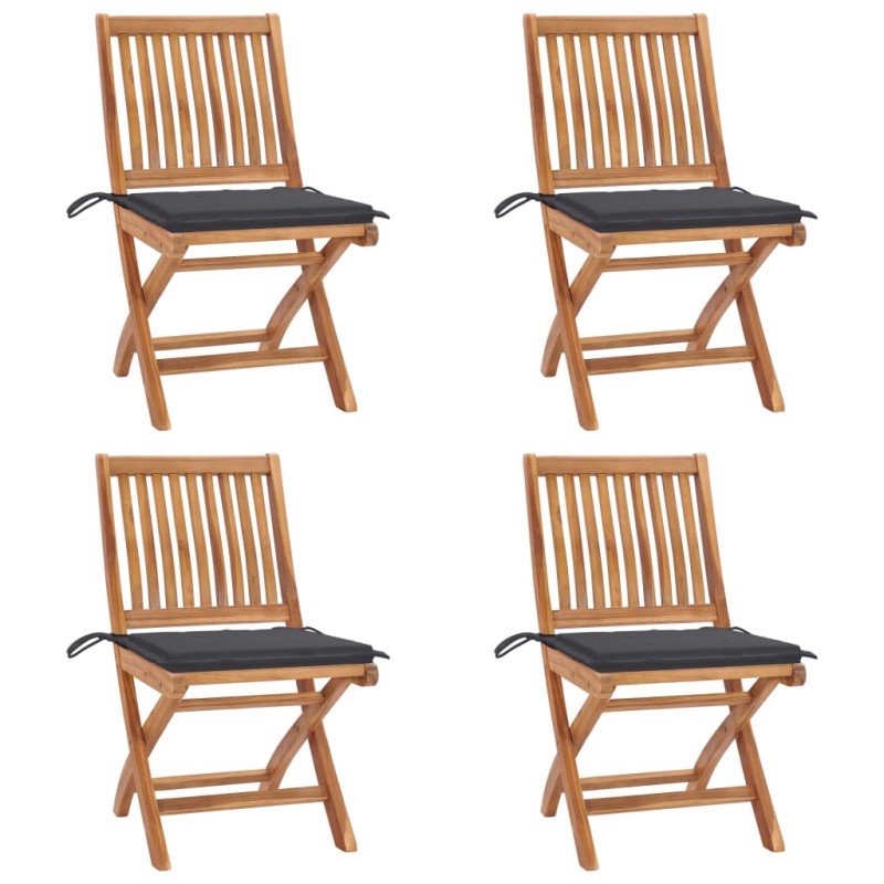 Klappbare Gartenstühle mit Kissen 4 Stk. Massivholz Teak Klappbare Gartenstühle mit Kissen 4 Stk. Massivholz Teak
