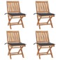 Klappbare Gartenstühle mit Kissen 4 Stk. Massivholz Teak Klappbare Gartenstühle mit Kissen 4 Stk. Massivholz Teak