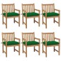 vidaXL Gartenstühle 6 Stk. mit Grünen Kissen Massivholz Teak vidaXL Gartenstühle 6 Stk. mit Grünen Kissen Massivholz Teak