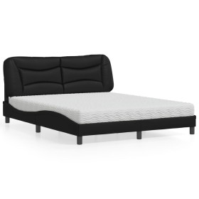 vidaXL Bett mit Matratze Schwarz 160x200 cm Kunstleder
