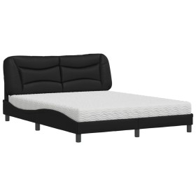 vidaXL Bett mit Matratze Schwarz 160x200 cm Kunstleder