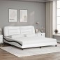 vidaXL Bett mit Matratze Weiß und Schwarz 180x200 cm Kunstleder vidaXL Bett mit Matratze Weiß und Schwarz 180x200 cm Kunstleder