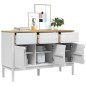 vidaXL Sideboard FLORO Weiß 114x43x74 cm Massivholz Kiefer vidaXL Sideboard FLORO Weiß 114x43x74 cm Massivholz Kiefer