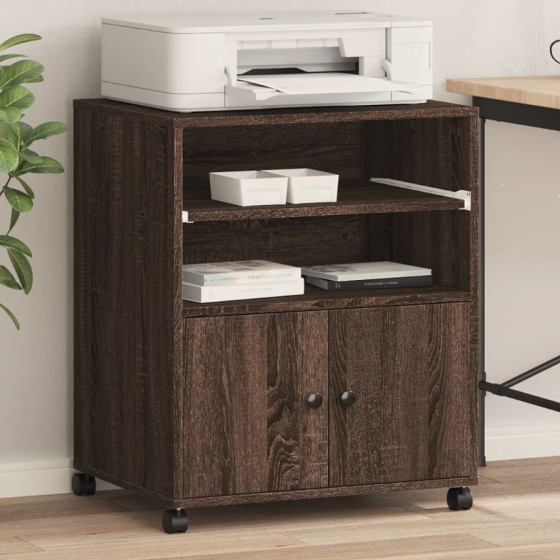 vidaXL Druckerständer mit Rollen Braun Eichen-Optik 60x48x74 cm vidaXL Druckerständer mit Rollen Braun Eichen-Optik 60x48x74 cm