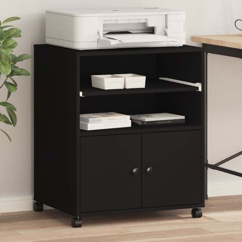 vidaXL Druckerständer mit Rollen Schwarz 60x48x74 cm vidaXL Druckerständer mit Rollen Schwarz 60x48x74 cm