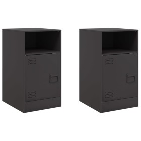 vidaXL Nachttische 2 Stk. Schwarz 34,5x39x62 cm Stahl