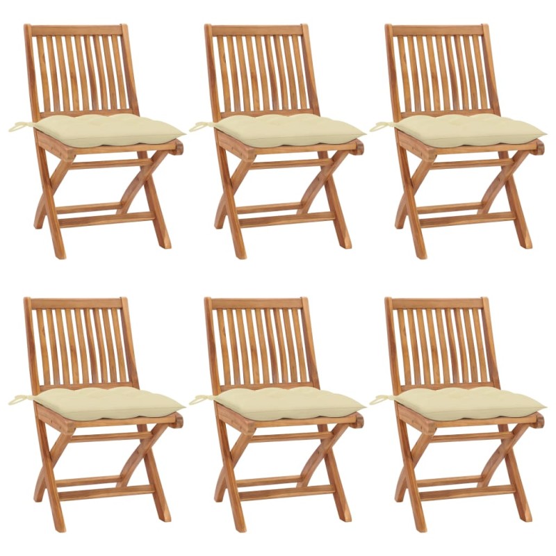 Klappbare Gartenstühle mit Kissen 6 Stk. Massivholz Teak Klappbare Gartenstühle mit Kissen 6 Stk. Massivholz Teak