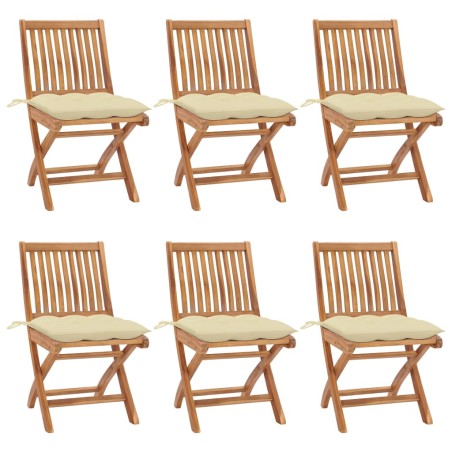 Klappbare Gartenstühle mit Kissen 6 Stk. Massivholz Teak