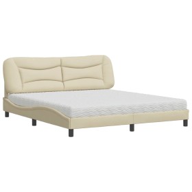vidaXL Bett mit Matratze Creme 180x200 cm Stoff