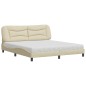 vidaXL Bett mit Matratze Creme 180x200 cm Stoff vidaXL Bett mit Matratze Creme 180x200 cm Stoff