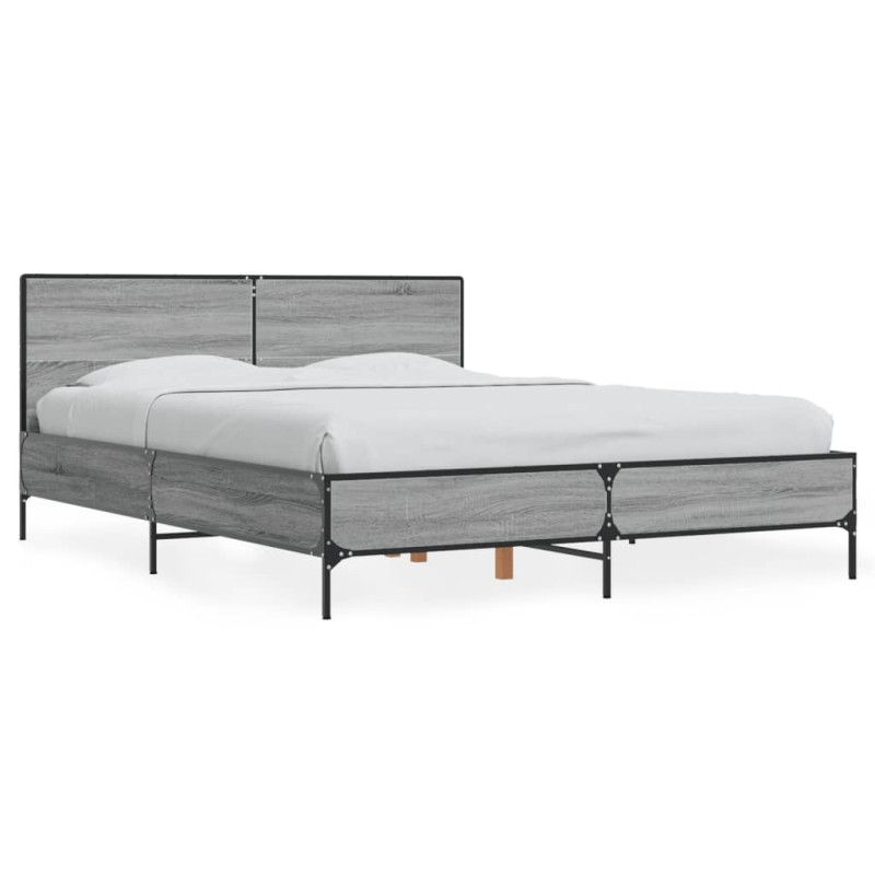 vidaXL Bettgestell Grau Sonoma 120x200 cm Holzwerkstoff und Metall vidaXL Bettgestell Grau Sonoma 120x200 cm Holzwerkstoff und Metall