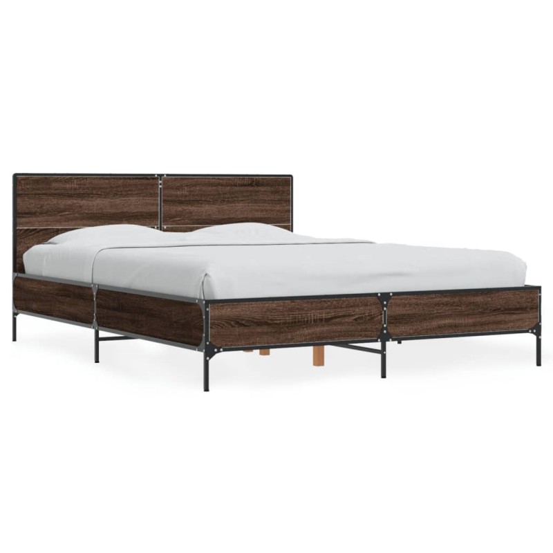 vidaXL Bettgestell Braun Eichen-Optik 140x200 cm Holzwerkstoff Metall vidaXL Bettgestell Braun Eichen-Optik 140x200 cm Holzwerkstoff Metall