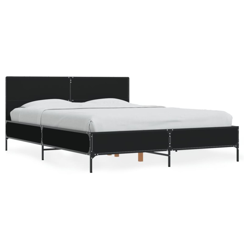 vidaXL Bettgestell Schwarz 140x200 cm Holzwerkstoff und Metall vidaXL Bettgestell Schwarz 140x200 cm Holzwerkstoff und Metall