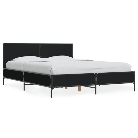 vidaXL Bettgestell Schwarz 140x200 cm Holzwerkstoff und Metall