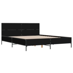 vidaXL Bettgestell Schwarz 140x200 cm Holzwerkstoff und Metall