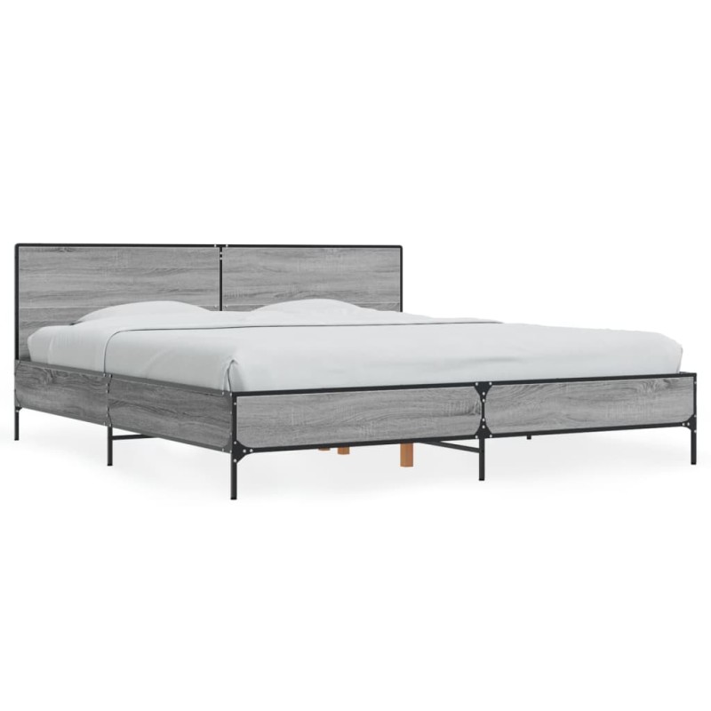vidaXL Bettgestell Grau Sonoma 200x200 cm Holzwerkstoff und Metall vidaXL Bettgestell Grau Sonoma 200x200 cm Holzwerkstoff und Metall