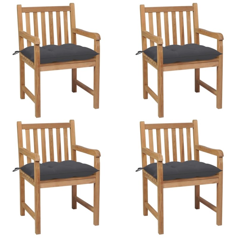 Gartenstühle 4 Stk. mit Anthrazit Kissen Massivholz Teak Gartenstühle 4 Stk. mit Anthrazit Kissen Massivholz Teak