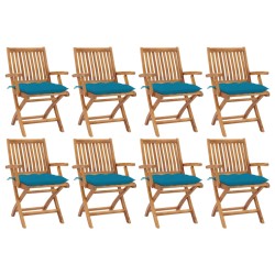Klappbare Gartenstühle mit Kissen 8 Stk. Massivholz Teak