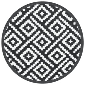 vidaXL Outdoor-Teppich Weiß und Schwarz Ø200 cm PP