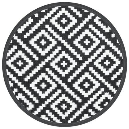 vidaXL Outdoor-Teppich Weiß und Schwarz Ø200 cm PP