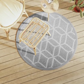 vidaXL Outdoor-Teppich Grau Ø120 cm PP