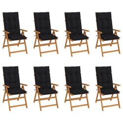 Garten-Liegestühle mit Kissen 8 Stk. Massivholz Teak