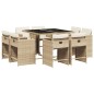vidaXL 9-tlg. Garten-Essgruppe mit Kissen Beige Poly Rattan vidaXL 9-tlg. Garten-Essgruppe mit Kissen Beige Poly Rattan
