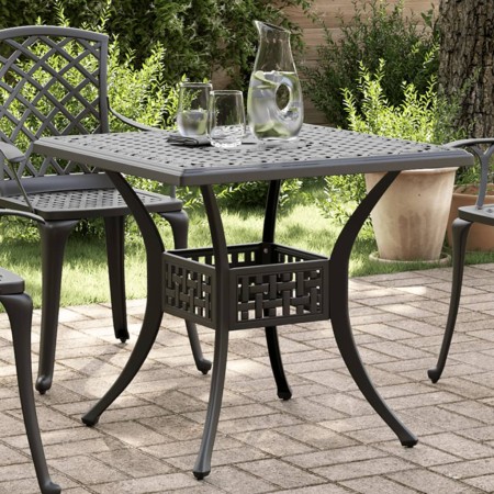 vidaXL Gartentisch Schwarz 80x80x75 cm Aluminiumguss
